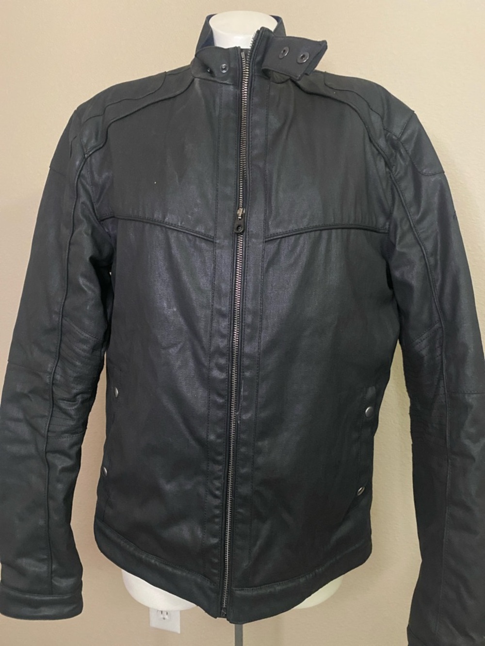 Alpinestars Black coated fabric Moto bomber Jacket  quilted lined L